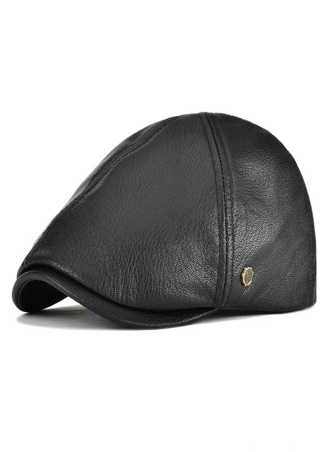 VOBOOM Leather Ivy Newsboy Caps 6 Panel Cabbie Beret Hat (7 1/2, Black) - Image 1